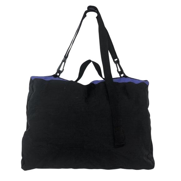 Y2K 90s 80s Vintage Bright Turquoise Black Pink Nylon Messenger Style Book Bag - Picture 2 of 16